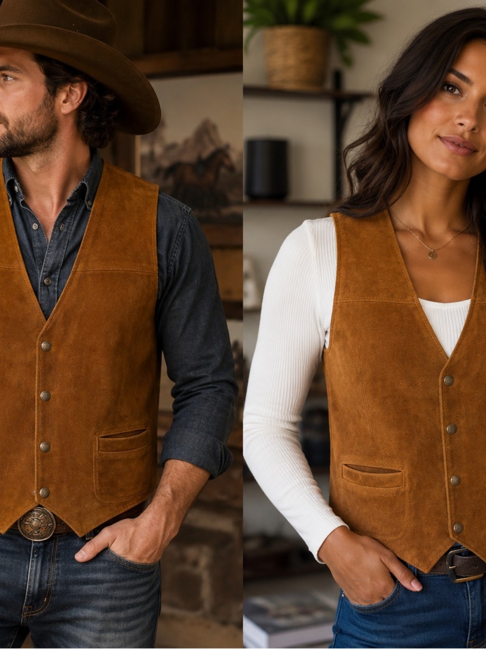 Men's Pypsa Suede Chestnut Vest - Classic Western Style